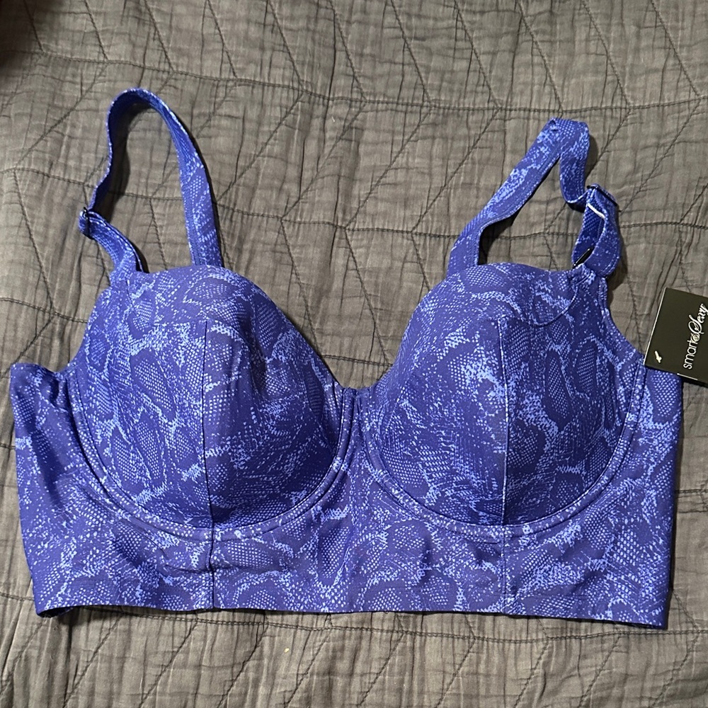 Smart & Sexy Vibrant Blue Snakeskin Bikini Top
